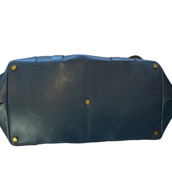 Coach Bleecker Legacy Weekend Leather Tote Travel Bag Blue - Picture 7 of 12